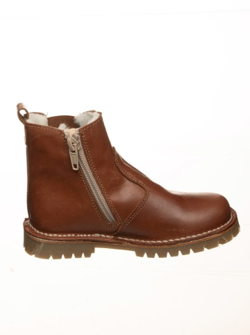 POM POM Leder-Boots in Hellbraun