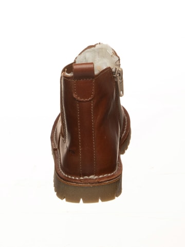 POM POM Leder-Boots in Hellbraun