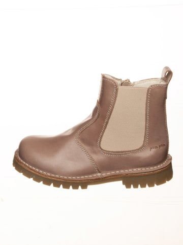 POM POM Leder-Boots in Beige