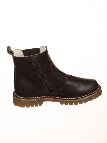 POM POM Leder-Boots in Braun