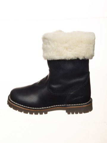 POM POM Leder-Winterstiefel in Schwarz