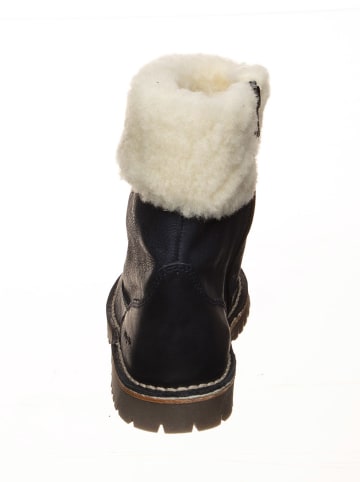 POM POM Leder-Winterstiefel in Schwarz