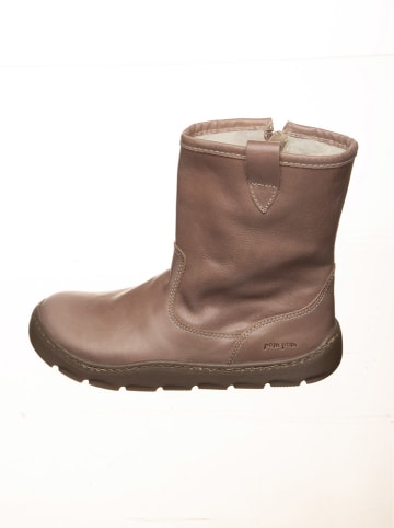 POM POM Leder-Boots in Hellbraun