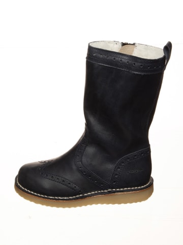 POM POM Leder-Winterstiefel in Schwarz