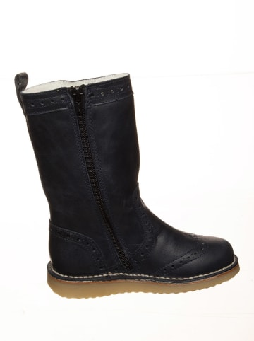 POM POM Leder-Winterstiefel in Schwarz
