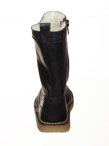 POM POM Leder-Winterstiefel in Schwarz