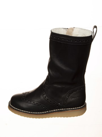 POM POM Leder-Winterstiefel in Schwarz
