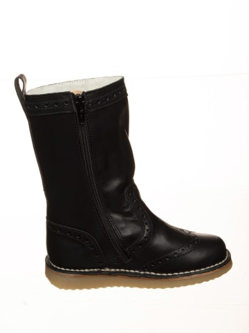 POM POM Leder-Winterstiefel in Schwarz