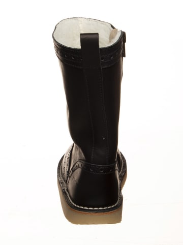 POM POM Leder-Winterstiefel in Schwarz