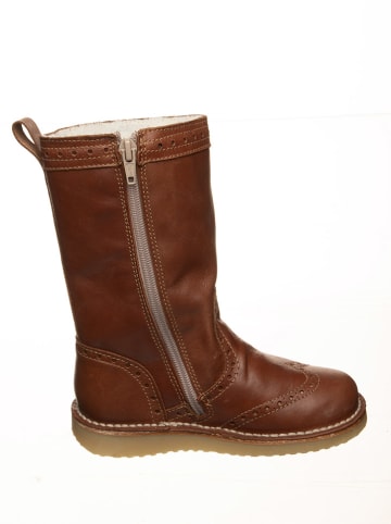 POM POM Leder-Winterstiefel in Hellbraun