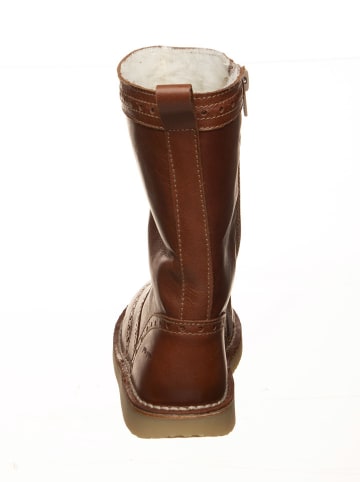 POM POM Leder-Winterstiefel in Hellbraun