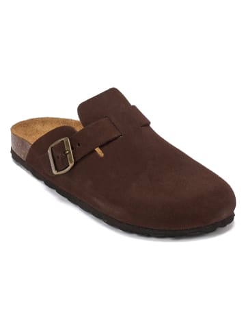 Mandel Leren clogs "Noe" bruin