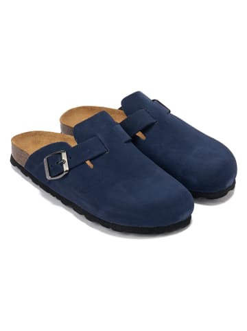 Mandel Leder-Clogs "Noe" in Dunkelblau