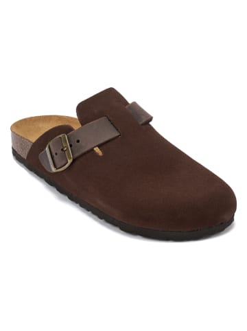 Mandel Leren clogs "Noe" bruin
