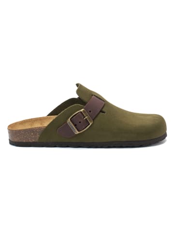 Mandel Leder-Clogs "Noe" in Khaki