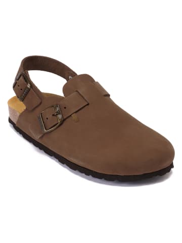 Mandel Leder-Clogs "Oscar" in Braun