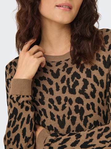 ONLY Pullover in Hellbraun/ Schwarz