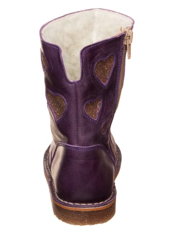 kmins Leder-Stiefel in Lila/ Gold