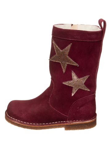 kmins Leren laarzen donkerrood/goudkleurig