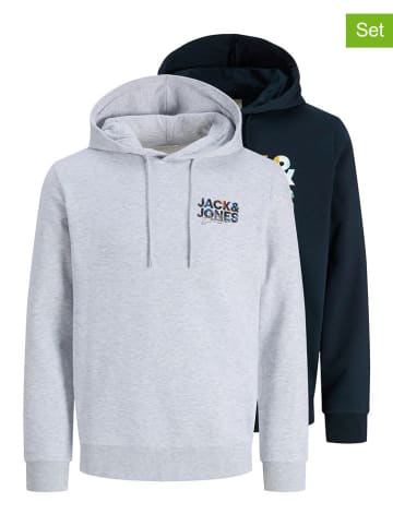 Jack & Jones 2-delige set: hoodies lichtgrijs/donkerblauw