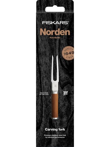 Fiskars Widelec "Norden" w kolorze srebrno-brązowym do krojenia - dł. 24,6 cm