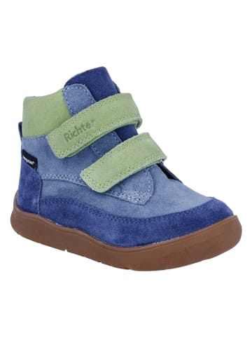Richter Shoes Leder-Barfußschuhe "Samy" in Blau/ Grün