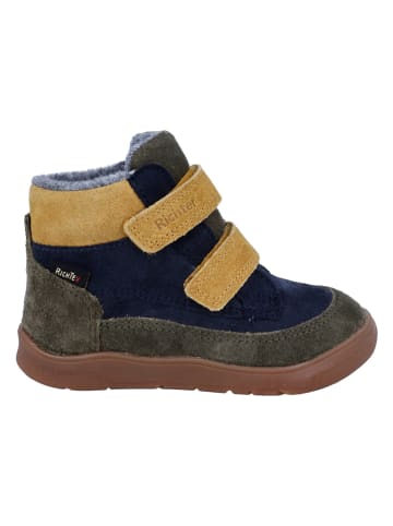 Richter Shoes Skórzane buty w kolorze granatowo-żółto-oliwkowym do chodzenia na boso