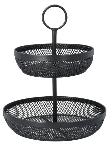 Homla Etagère "Gridio" zwart - (H)26 x Ø 31 cm