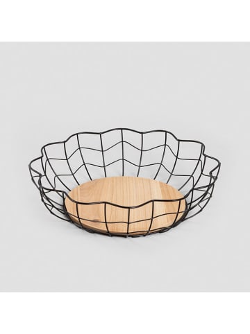 Homla Dekoschale ''Blume'' in Schwarz/ Beige - (H)8 x Ø 30 cm