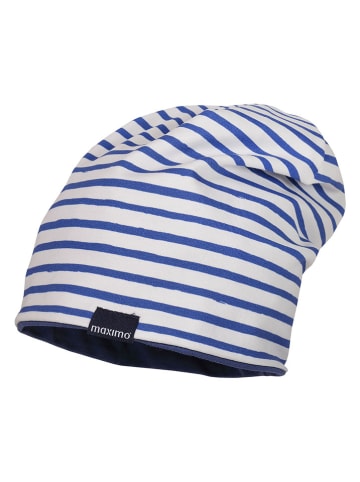 MaxiMo Omkeerbare beanie donkerblauw/wit