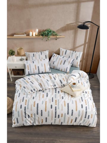Colourful Cotton Komplet pościeli "Harmony" w kolorze biało-musztardowo-granatowym