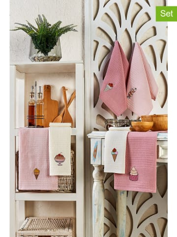Colourful Cotton 6er-Set: Geschirrtücher "Marin" in Creme/ Pink/ Rosa