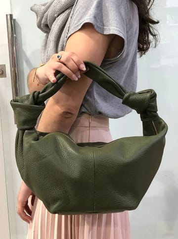 Marlon Leder-Schultertasche "Saray" in Dunkelgrün - (B)36 x (H)21 x (T)16 cm