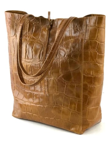 Marlon Leder-Shopper in Camel - (B)37 x (H)40 x (T)12 cm