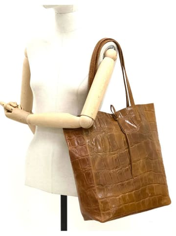 Marlon Leder-Shopper in Camel - (B)37 x (H)40 x (T)12 cm