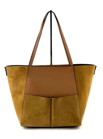 Marlon Leren shopper "Viki" camel - (B)46 x (H)33 x (D)9,5 cm