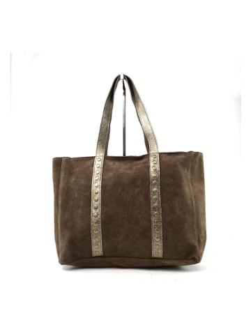 Marlon Skórzany shopper bag "Cornelia" w kolorze ciemnobrązowym - 45 x 26 x 11 cm