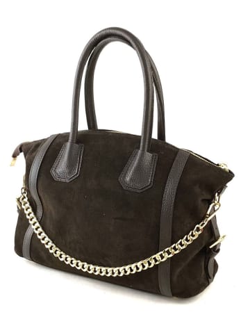 Marlon Leder-Schultertasche "Shania" in Schwarz - (B)36 x (H)21 x (T)12 cm