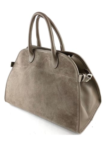 Marlon Leder-Henkeltasche "Maxi Arthur" in Grau - (B)43 x (H)31 x (T)23 cm