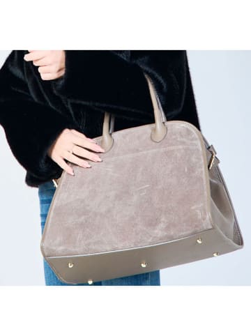 Marlon Leren handtas "Maxi Arthur" grijs - (B)43 x (H)31 x (D)23 cm