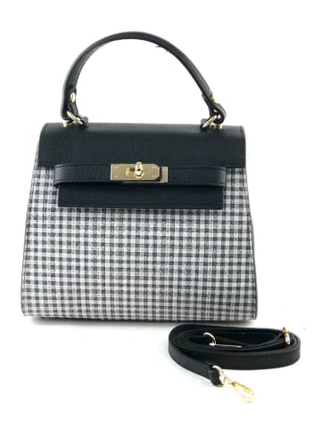 Marlon Leder-Henkeltasche "Braid" in Schwarz - (B)22,5 x (H)19 x (T)12 cm