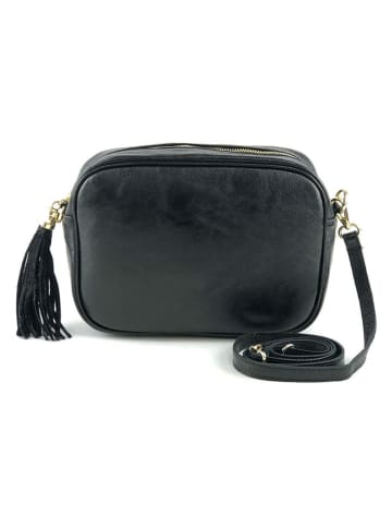 Marlon Leder-Umhängetasche "Novo" in Schwarz - (B)24 x (H)18 x (T)8 cm