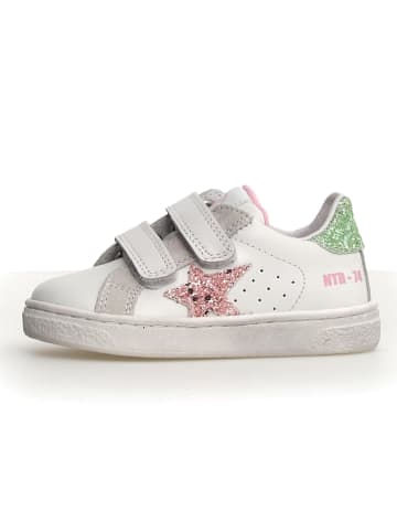 Naturino Leder-Sneakers "Pinn" in Weiß/ Rosa/ Grün
