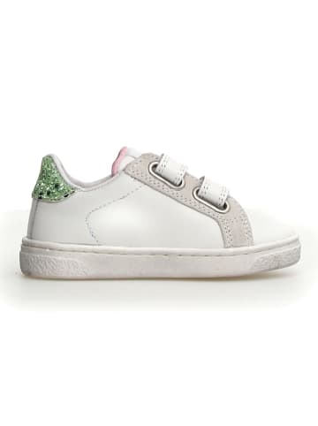 Naturino Leder-Sneakers "Pinn" in Weiß/ Rosa/ Grün