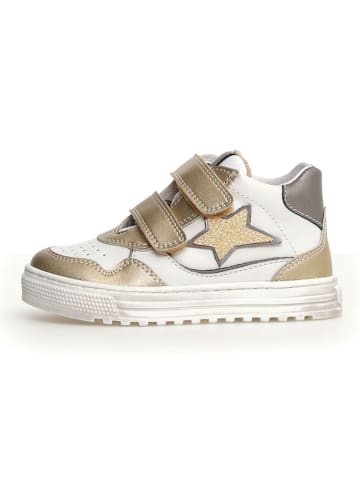 Naturino Skórzane sneakersy w kolorze złoto-srebrno-białym