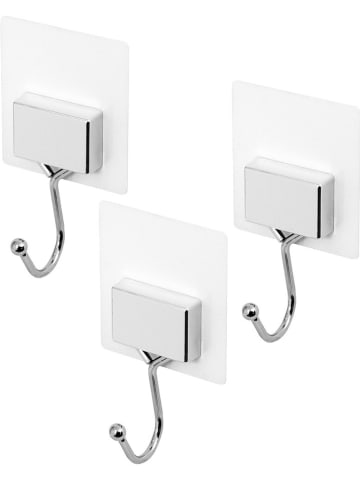 Compactor Haczyki ścienne (3 szt.) "Bestlock Magic" w kolorze srebrnym - 8 x 4,5 x 14 cm