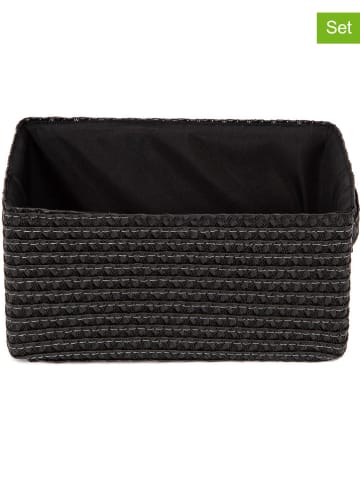 Compactor 2er-Set: Aufbewahrungskörbe "Lilou" in Schwarz - (B)23 x (H)15 x (T)12 cm