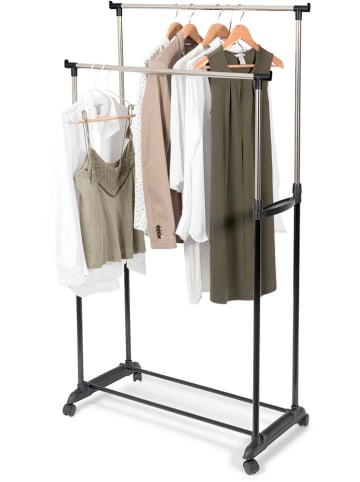 Compactor Kleiderständer "Zeph" in Schwarz/ Silber - (L)78 x (B)42 x (H)165 cm