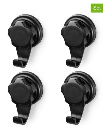 Compactor 4-delige set: wandhaken "Bestlock" zwart - (B)5,4 x (H)4 x (D)8 cm