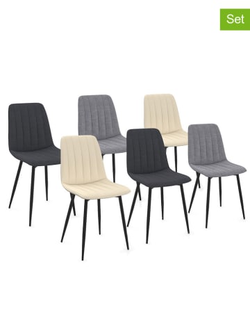 IDOMYA Factory 6er-Set: Stühle "Fiona" in Beige/ Grau - (B)46 x (H)88 x (T)55 cm